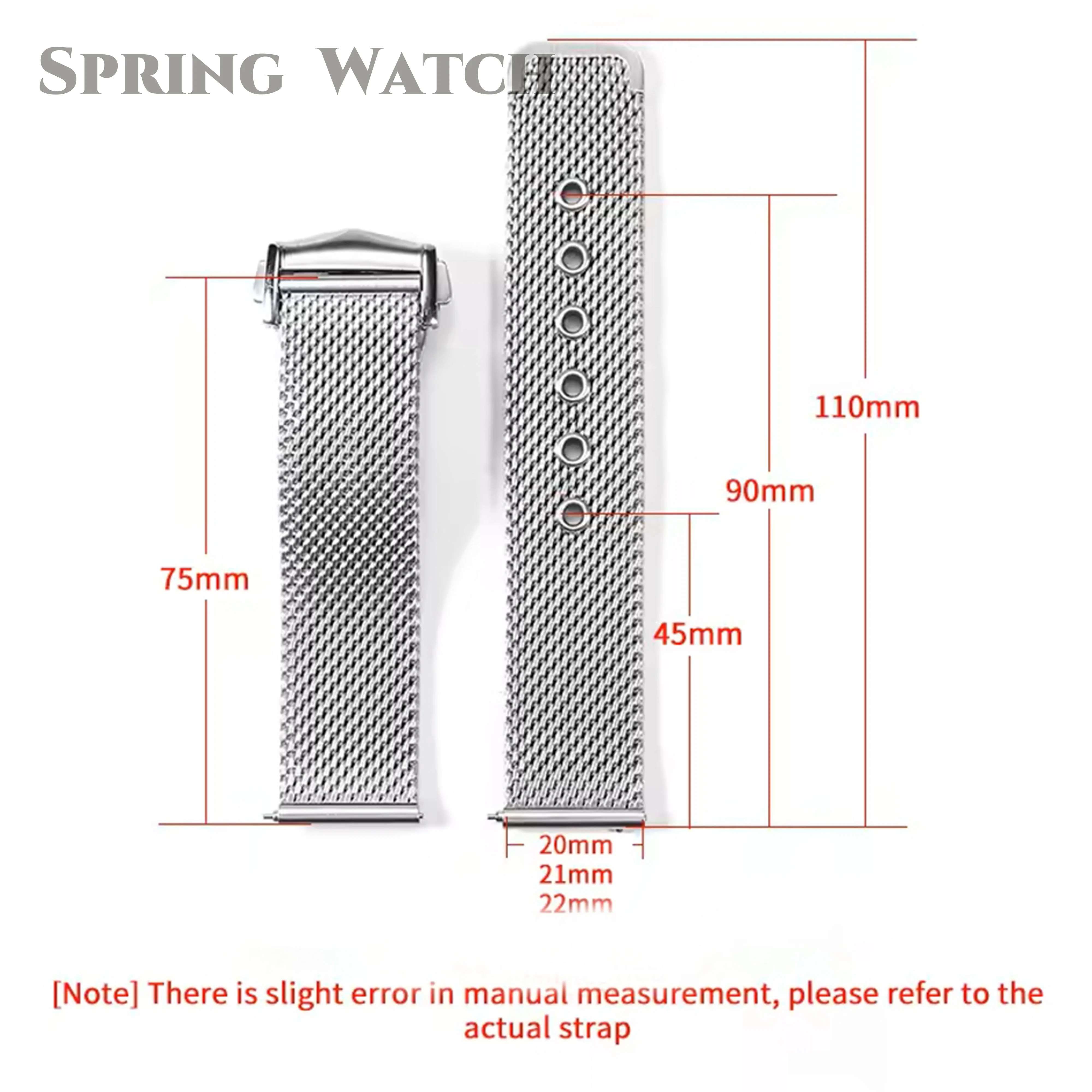 20mm Watch Strap Milan Watchband Stainless Steel Mesh Anti-Allergy for Seamaster300 Observatory Breitling IWC Replace Universal
