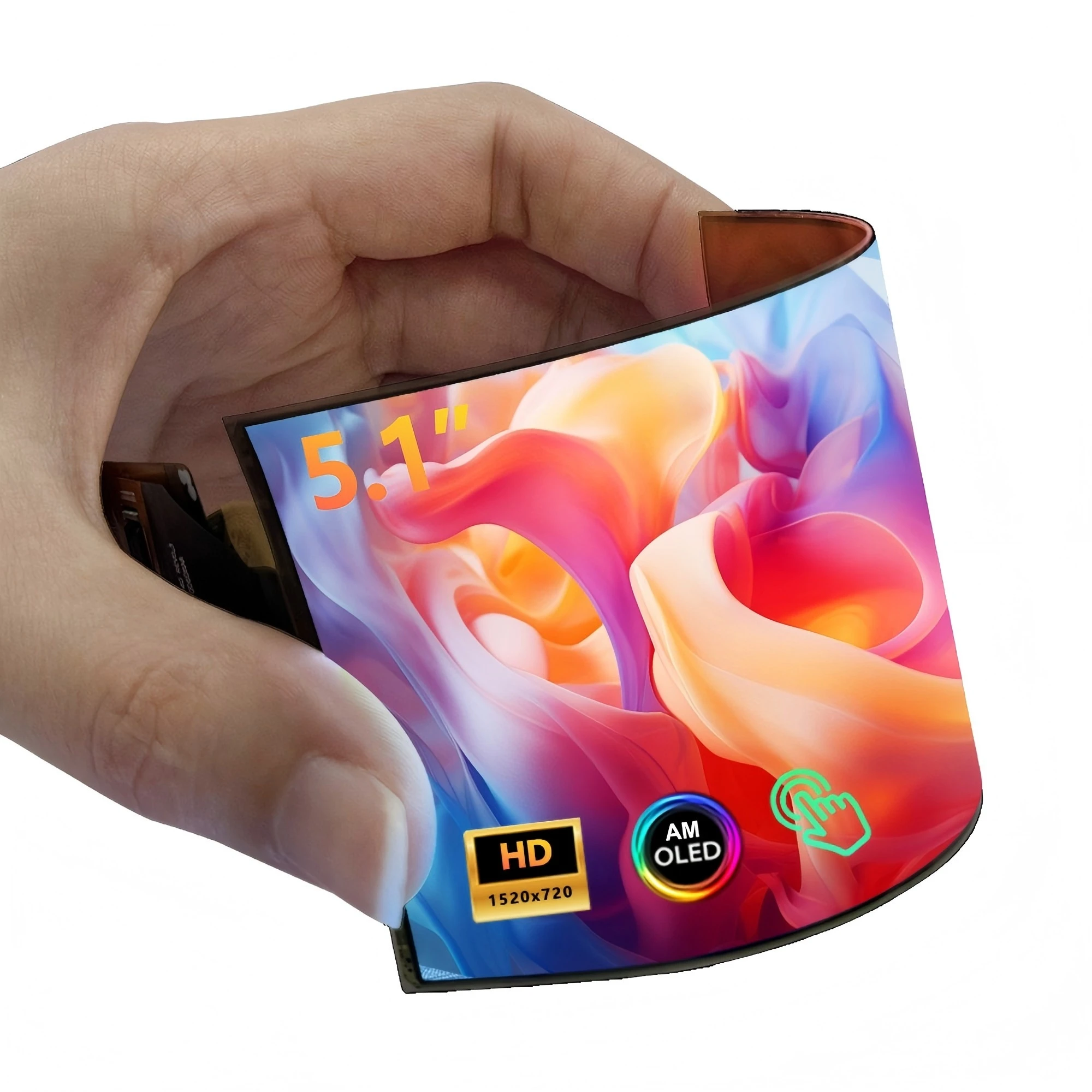 

5.1 Inch 720x1520 Flexible OLED Touch Display Bendable Rollable Curved Screen AMOLED High Contrast 100% NTSC Mipi Interface