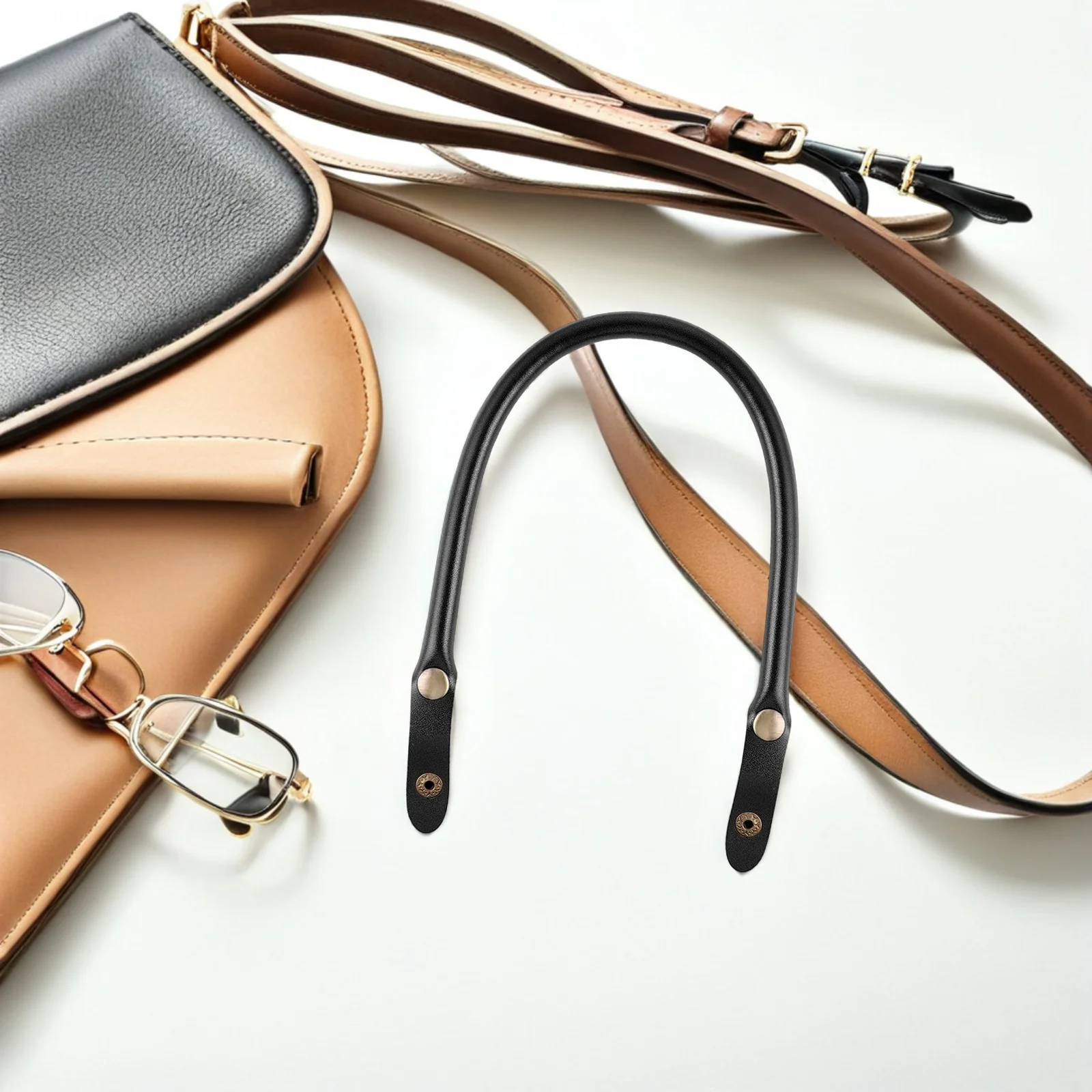 

4pcs Pu Bag Replacement Strap 15.7" U-Shape Handle For Tote Purse Women Detachable Durable Grip Upgrade Handbag