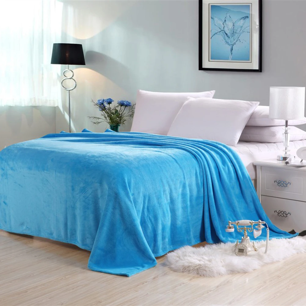 

Flannel Blanket Super Comfy Warm Lightweight Versatile Home Camping Bed Decor Solid Color Solid Color Blanket Throw