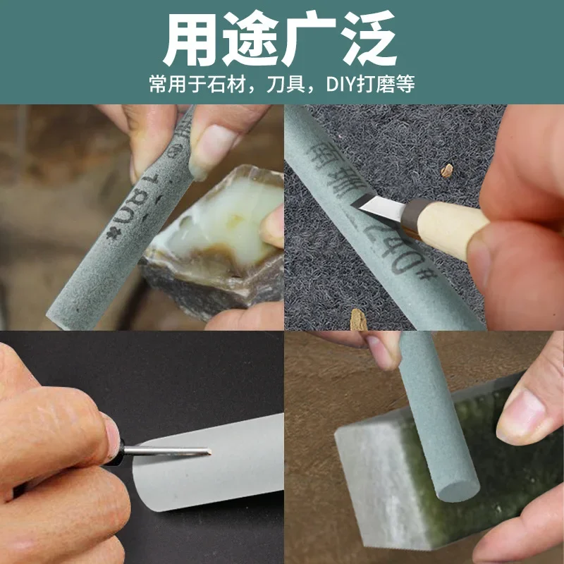 240/320/400/600 Grit Oil Stone Green Silicon Carbide Sand Bar Grinding Block Ceramic Jade Round Triangle Knife Sharpener Tool