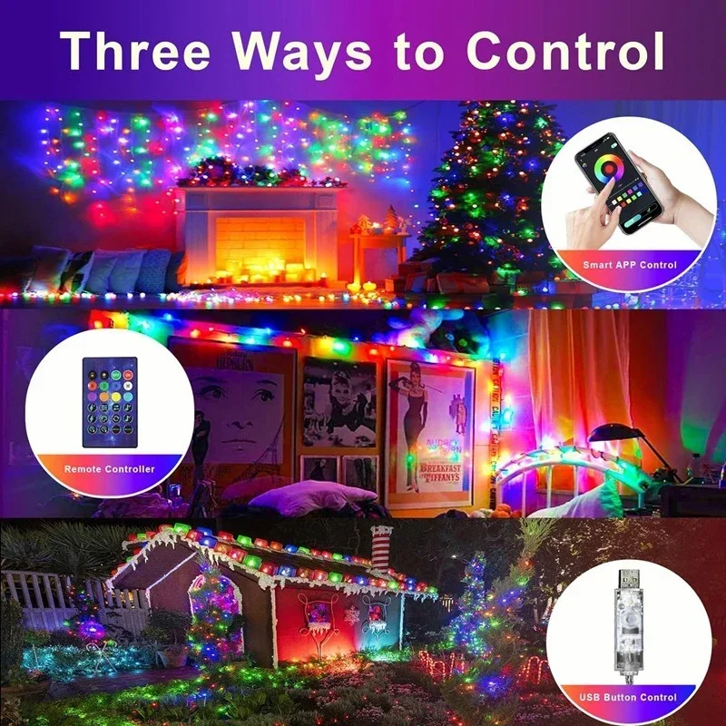 LED Bunte Kugel Lichterkette Farbwechsel Musik Sync Lichterkette Bluetooth App Steuerung Wasserdicht PVC Draht Garten Camping