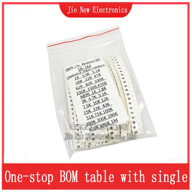 0402 0603 0805 1206 SMD Resistor Sample Assorted Kit 1Ohm-1M ohm 1% 33valuesX 20pcs=660pcs