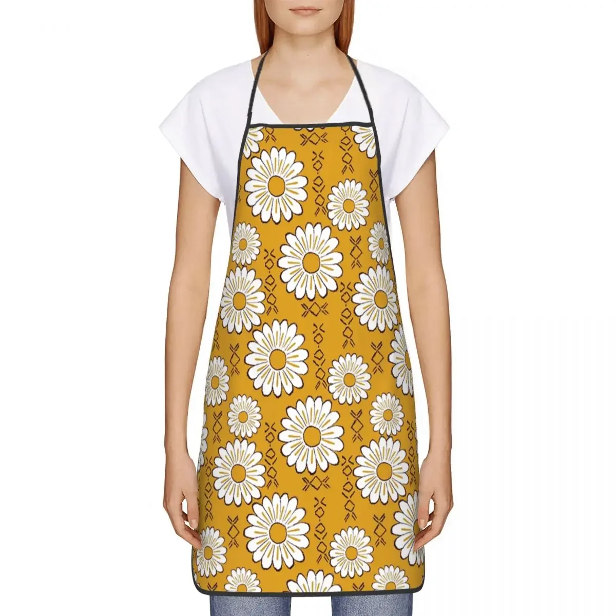 Harry Sunflower Flower Aprons for Women Men Hippie Pop Art Floral Pattern Adult Kitchen Chef Bib Tablier Cuisine Cooking Baking