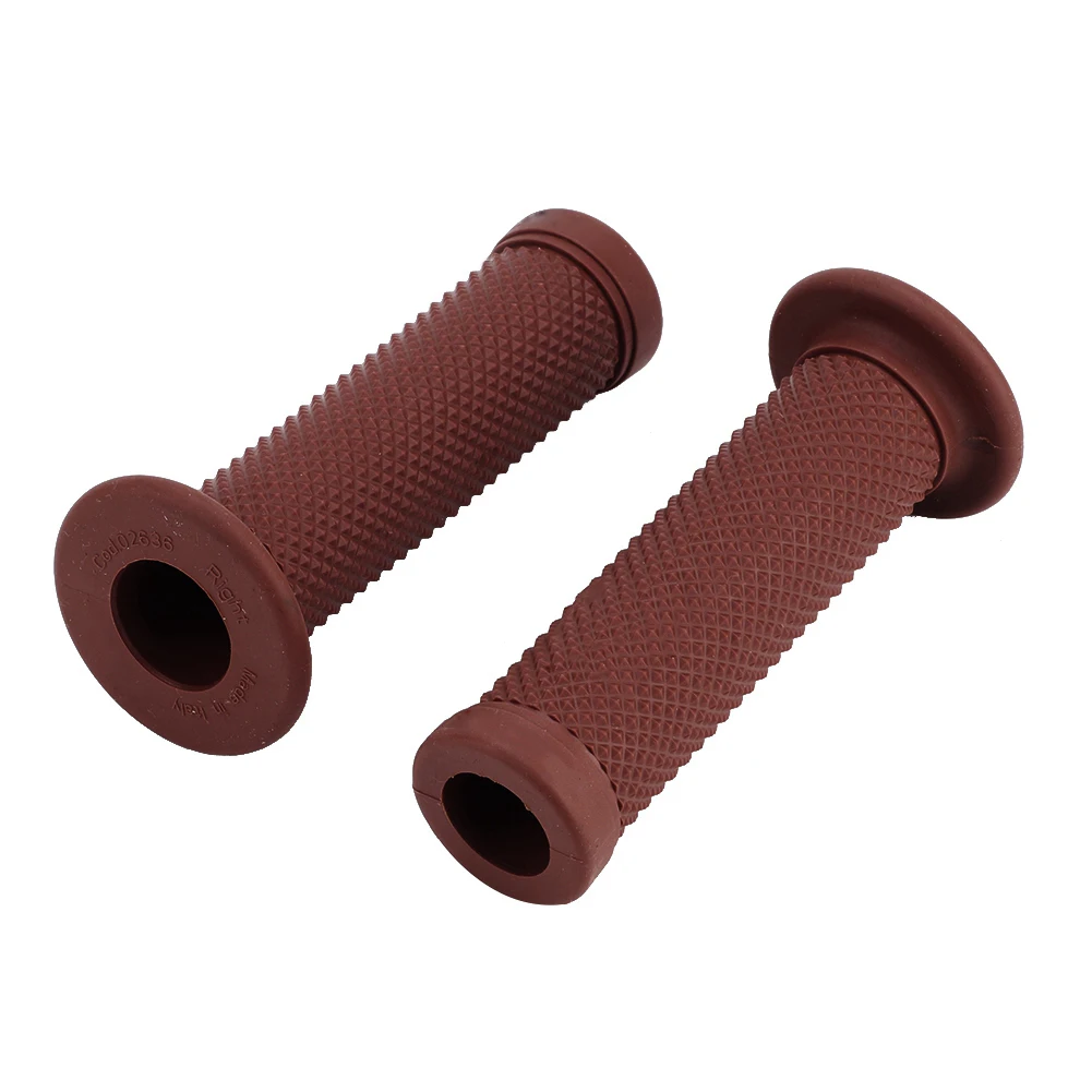 2Pcs 22mm Universal Vintage Motorcycle Handlebar Grips Star Decor Handle Bar Ends Red Brown