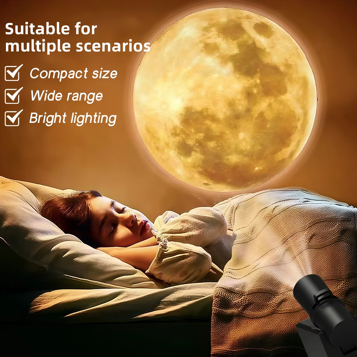 LED Rechargeable USB Night Light Moon Projection Atmosphere Lamp Wall Decoration Lamp for Bedroom Ideal Gift for Birthdays