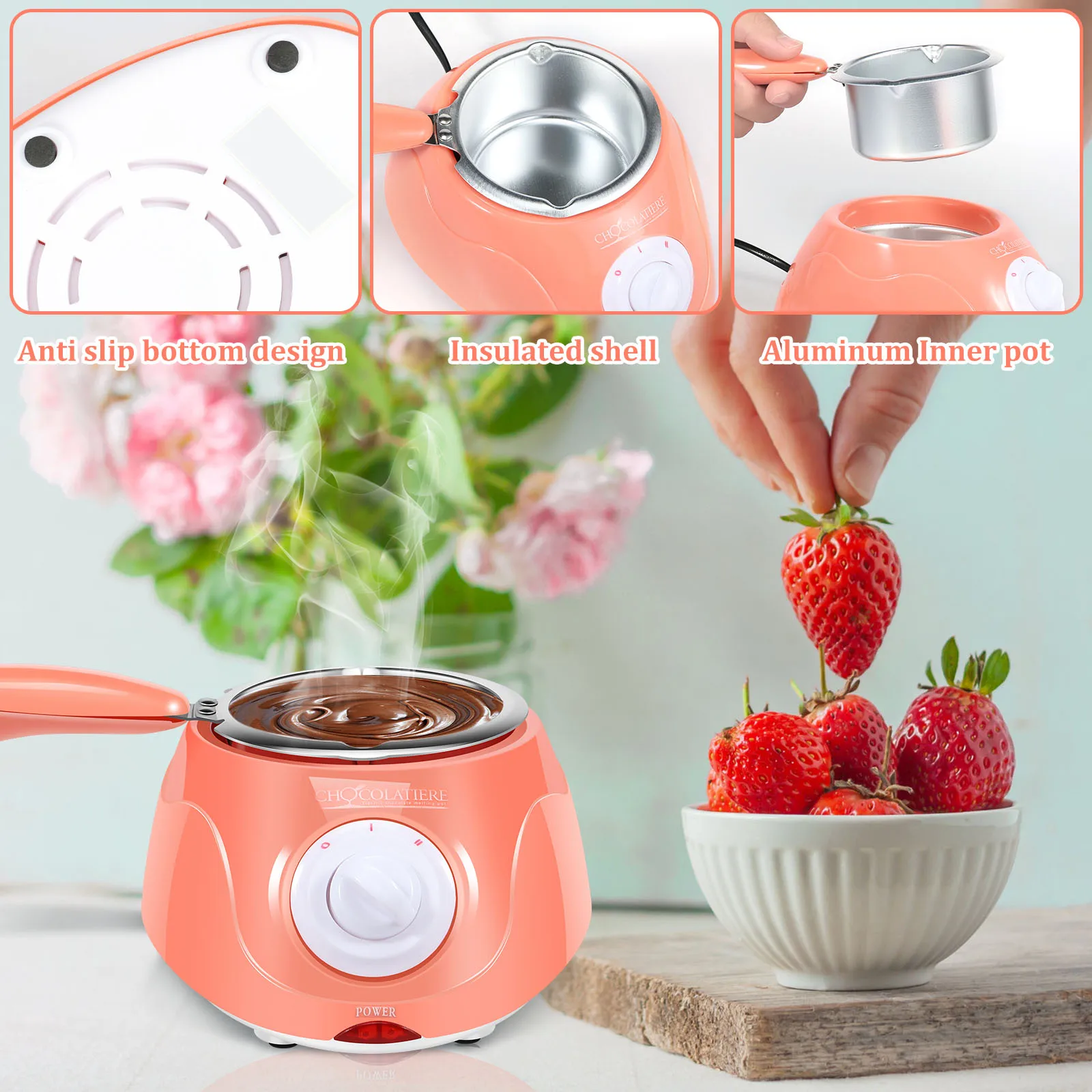 Chocolate Melting Pot 250ml Electric Chocolate Melter 2-Speed Adjustable Temperature Chocolate Butter Cheese Melting Making Kit