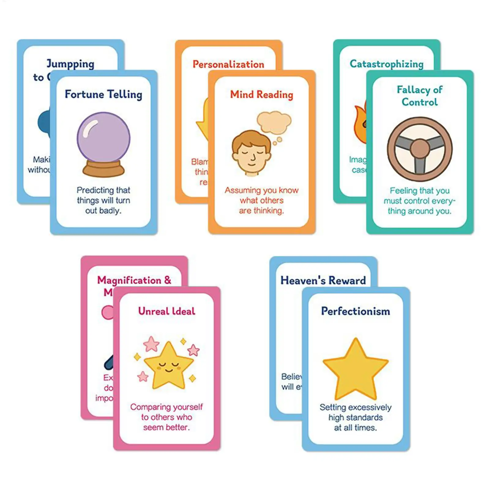 110 pz/set Carte Terapia Cognitiva Comportativa CBT Flashcard Strumenti di Mindfulness per l'ansia e il Sollievo dallo stress, Adulti Adolescenti Terapia