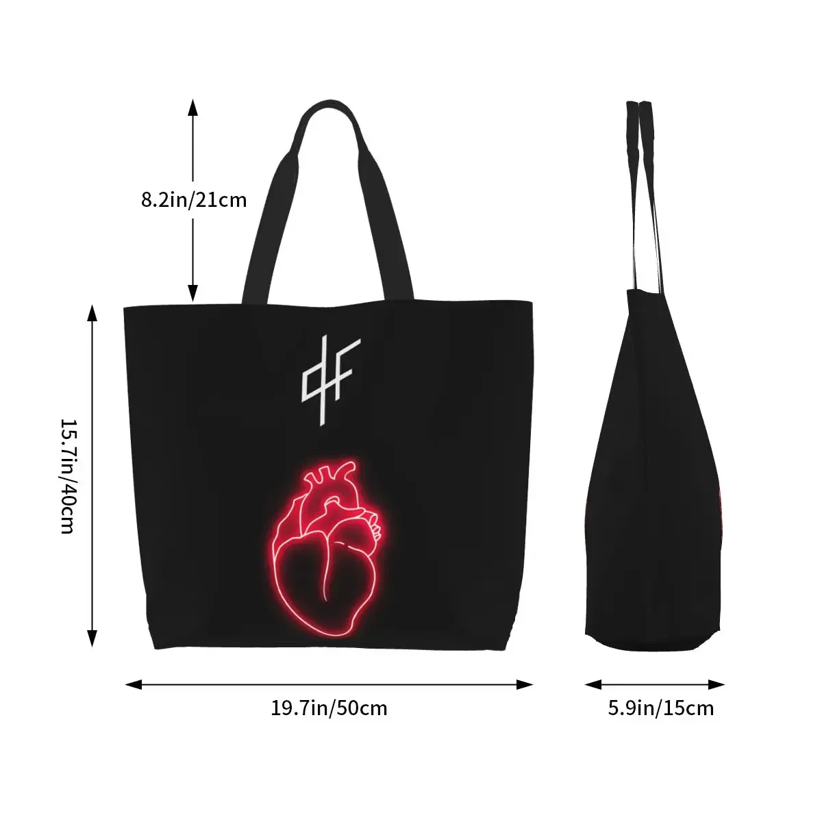 Bolso de mano de lona con estampado de moda, bolsa de compras duradera, bolso de hombro, bolso de compras, PNL, QLF, Rapper, Singer HEART