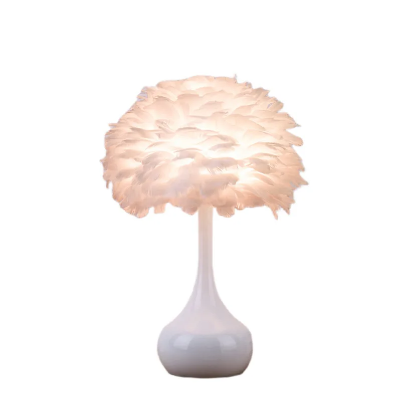 

Feather desk lamp, bedroom bedside lamp, creative romantic simplicity, night lamp
