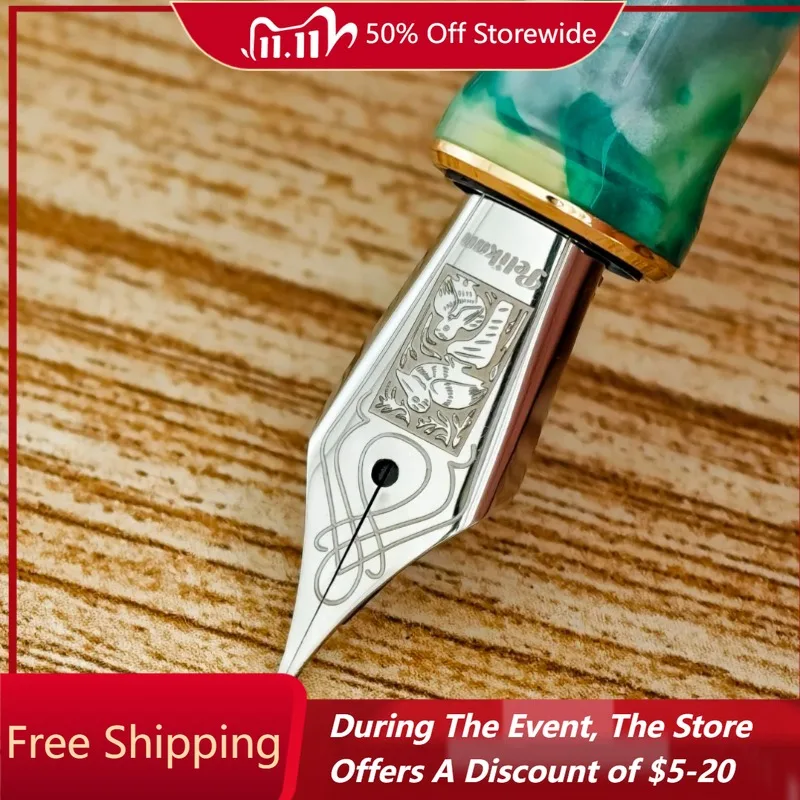 No.6 ロングナイフ耐久性ペン先細彫り35万回筆記可能万年筆ペン先鳥彫り手磨き、書道学生用ペンEF Fペン先