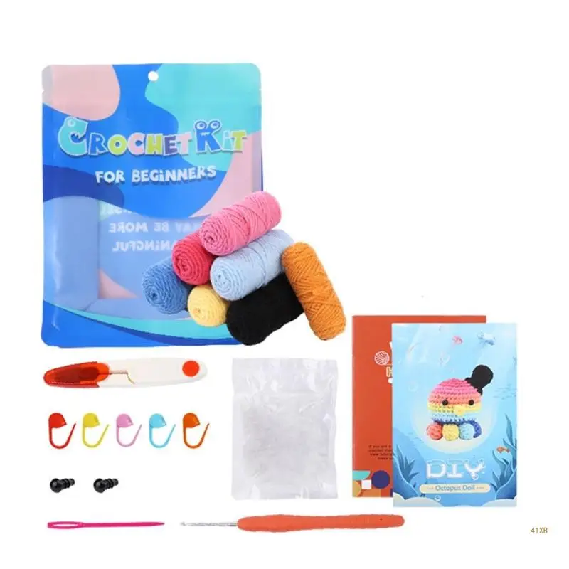 41XB Starter Material Pack Include Yarn Crochet Hook Craft Art Knittings Set