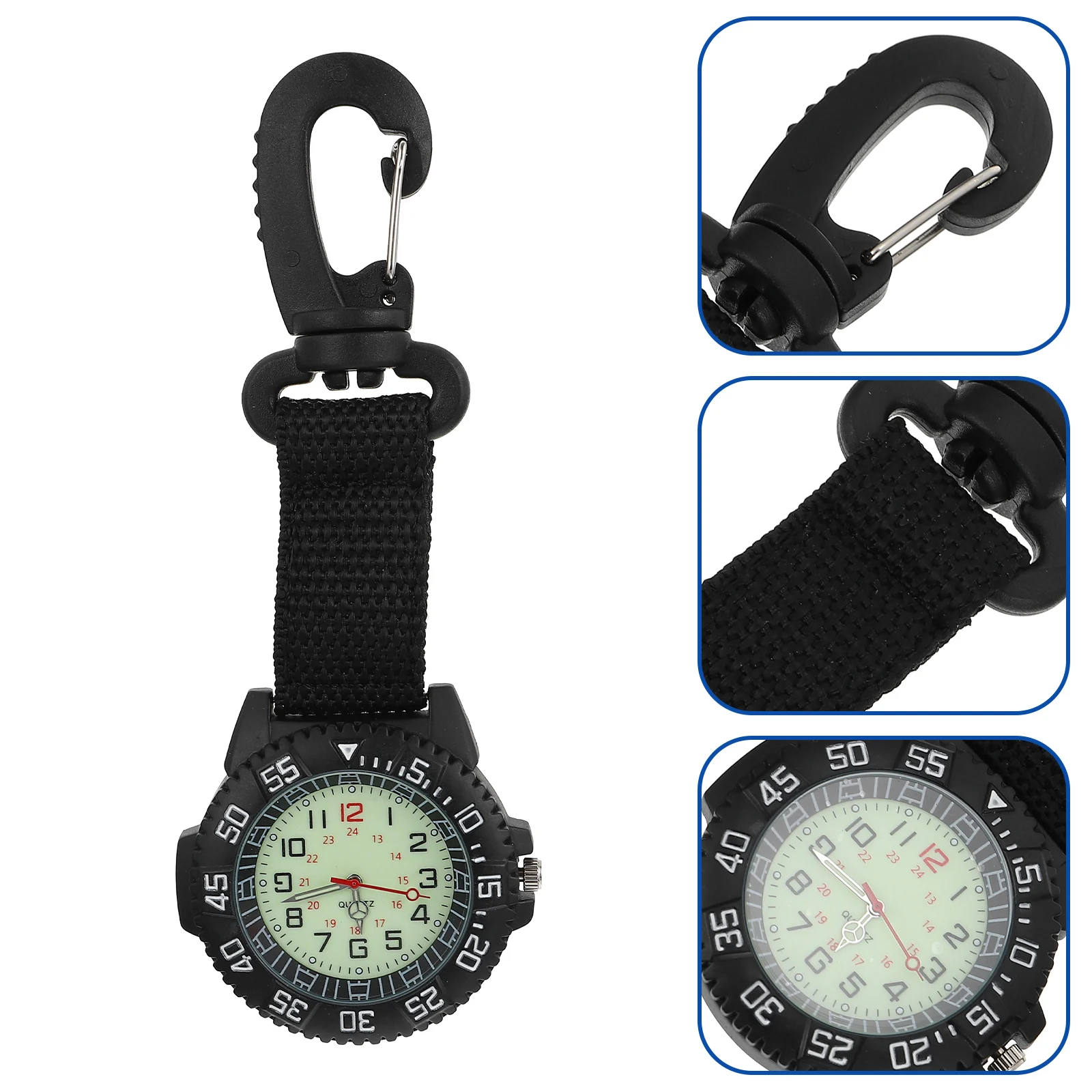 

Multifunctional Clip Watch Portable Hanging Watch Nylon Strap Carabiner Timepiece