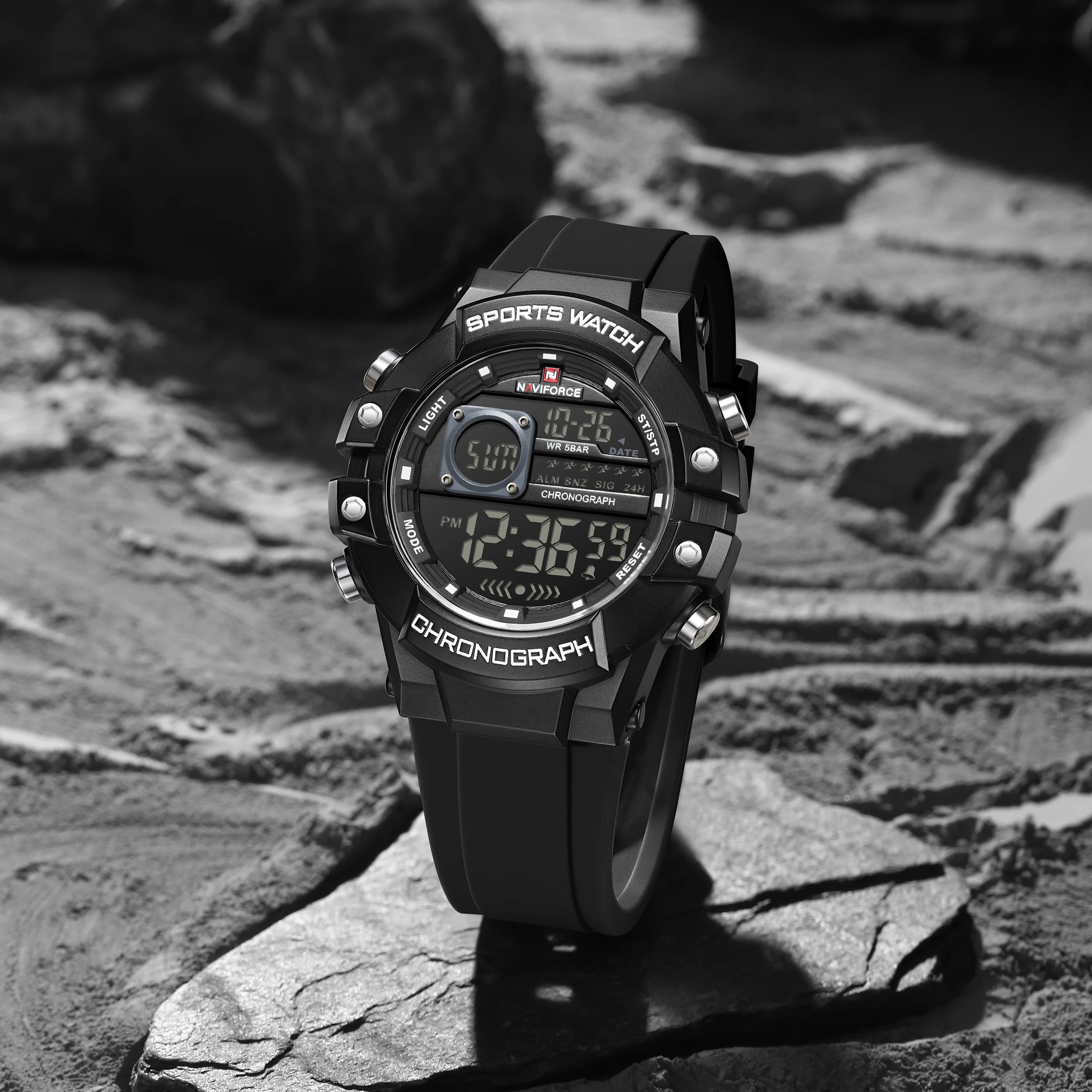 NAVIFORCE 6102 Sports Electronic Watch Men Calendar Waterproof Silicone Fashion Digital Watches for Man relojes para hombres