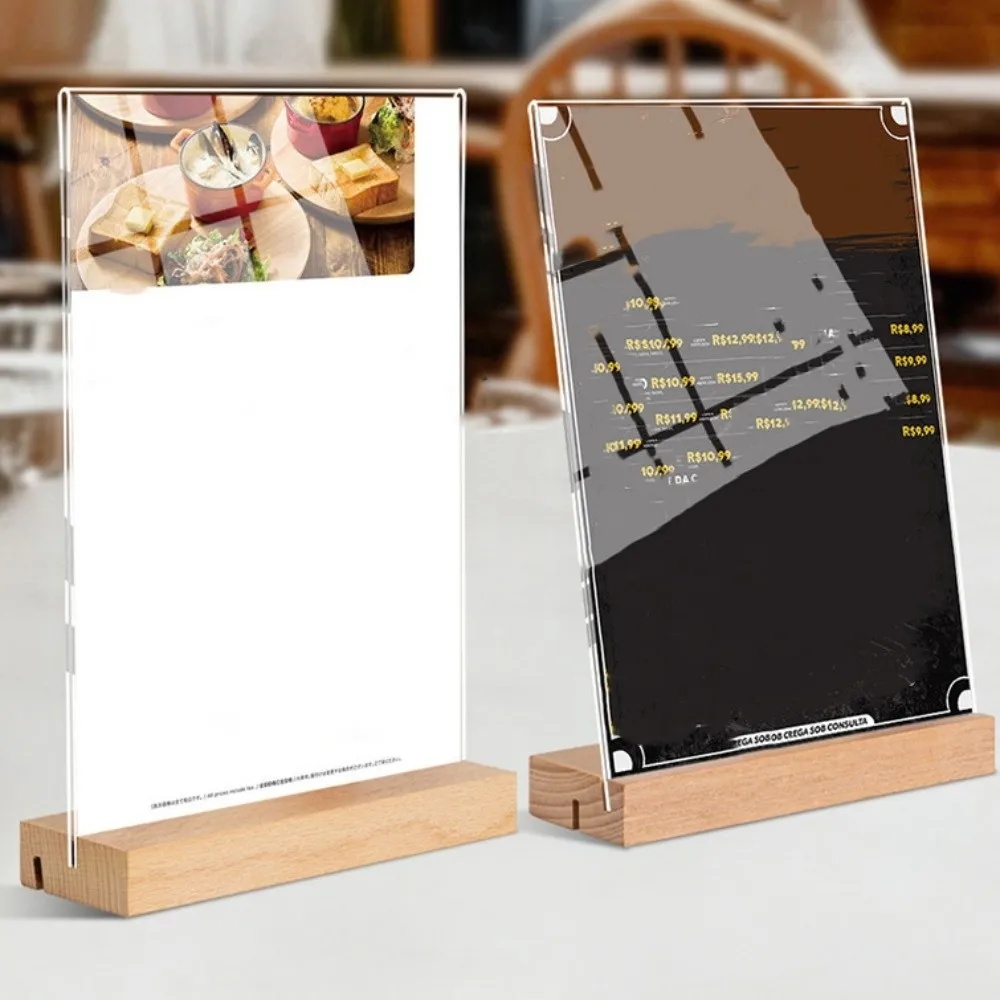 Slant/straight Groove Menu Paper Display Stand Highly Transparent 2 Uses Menu Sign Holder Waterproof A4