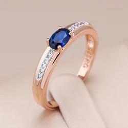 Kinel Luxury 585 Rose Gold Silver Color Mix Wedding Ring For Women Blue Natural Zircon Accessories Daily Fine Vintage Jewelry