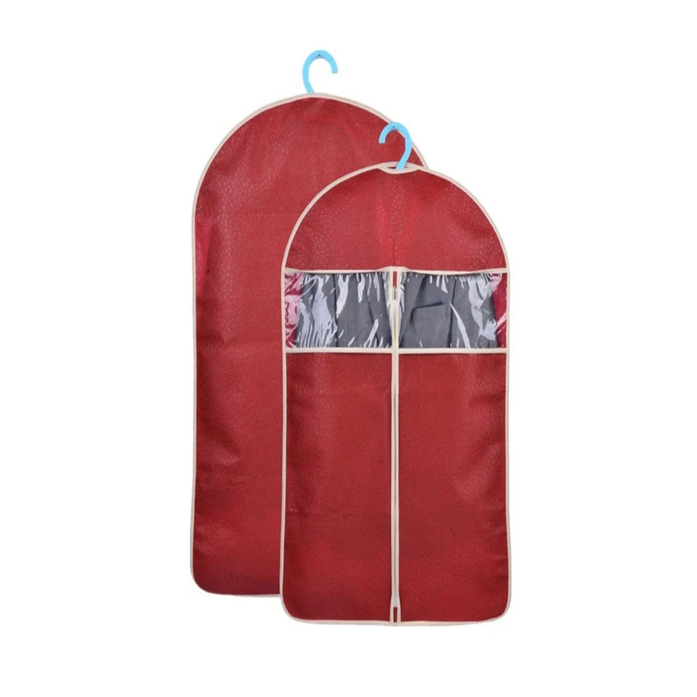 

High-end Embossing Clothes Cover Suit Storage Bag Garment Organizer Protector Case Size L (Dark Red)