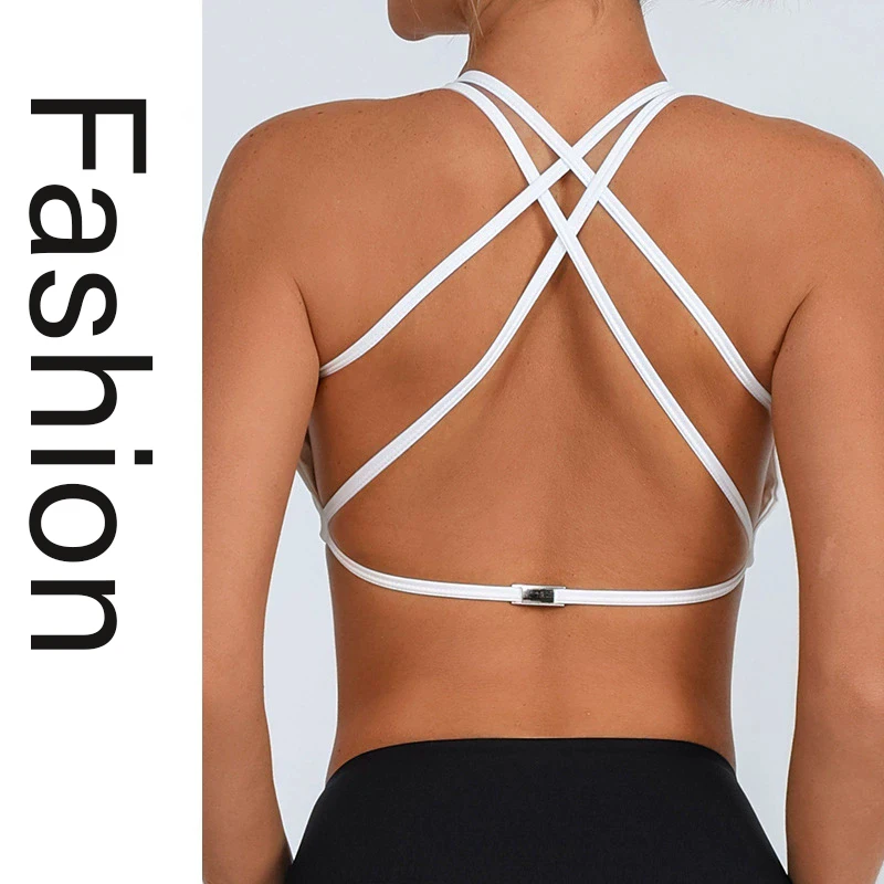 2026 Fashionable Backrest Cross-Movement Halter Personalized Moisture-Wicking And Simple Fitness Women's Clothing
