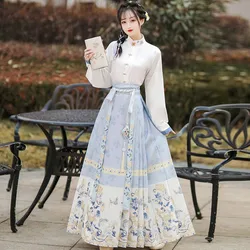 Original Hanfu Set Skirt Chinese Element Costume Mamianqun Ming Dynasty Horse Face Skirt Chinese Ancient Perform Dress Cosplay