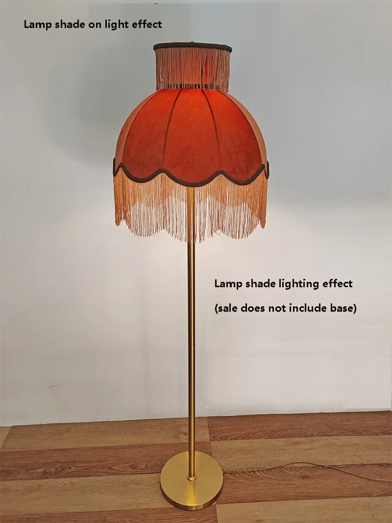 Floor lamp large lamp shade caramel velvet fringe lace lamp shade shell American modern handicraft