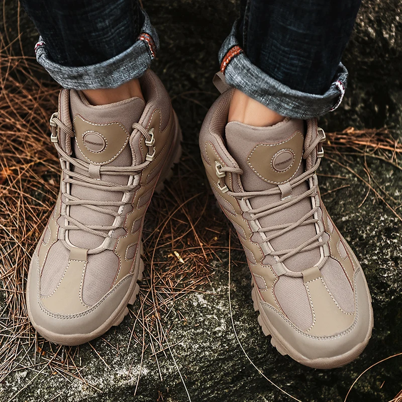 

Hiking Shoes Men Outdoor Breathable Casual Sports Shoes Men Thick-soled Ankle Boots Men Anti-slip Wear-resistant Shoes