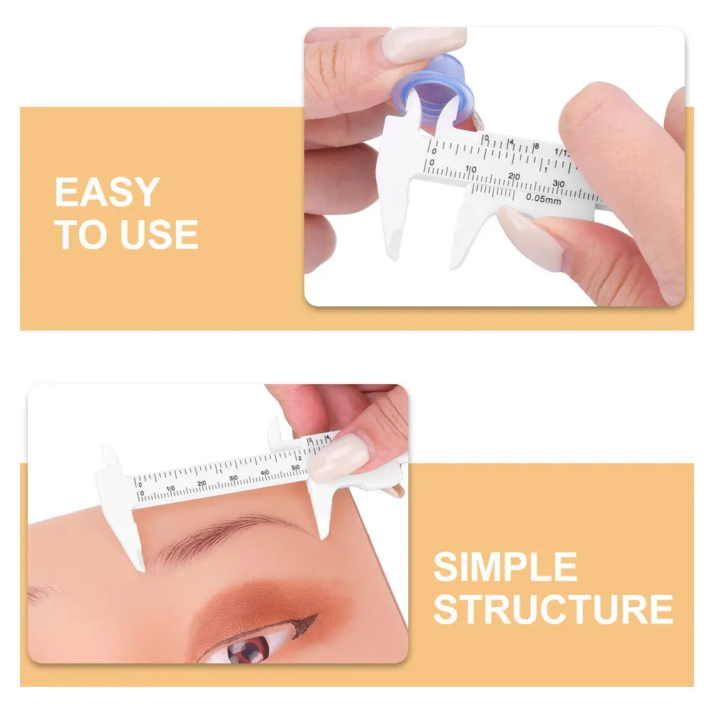 10Pcs Eyebrow Measuring Ruler Plastic Calipers Lightweight Durable Sliding Makeup Tool for Accurate Brow Mapping Facial