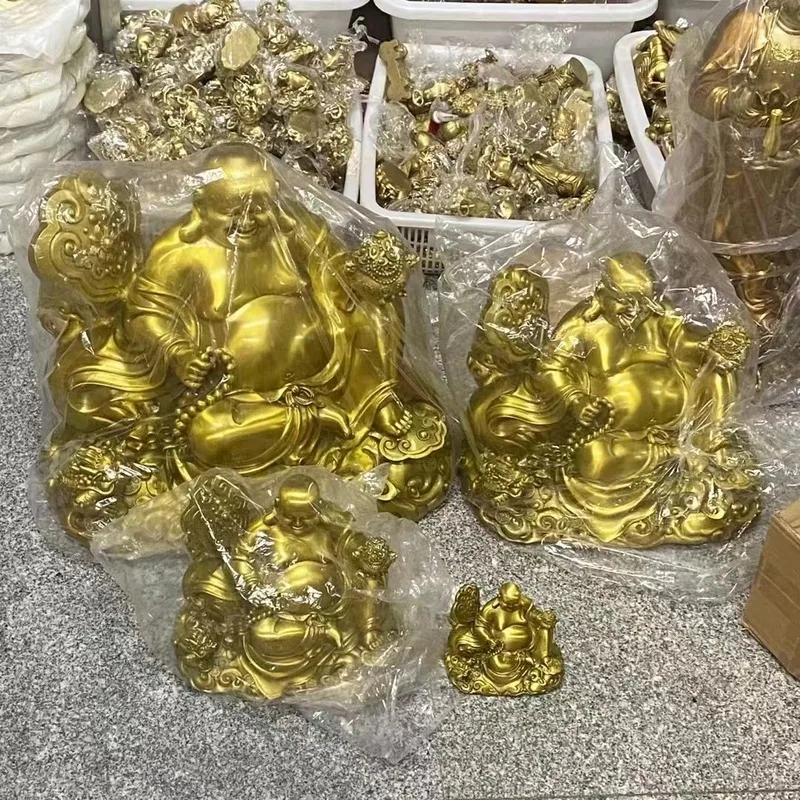 Brass Ruyi Laughing Buddha Ornament, Big-Bellied Maitreya Buddha, Shop Opening Laughing Buddha, Cloth Bag Buddha, Treasure Bowl