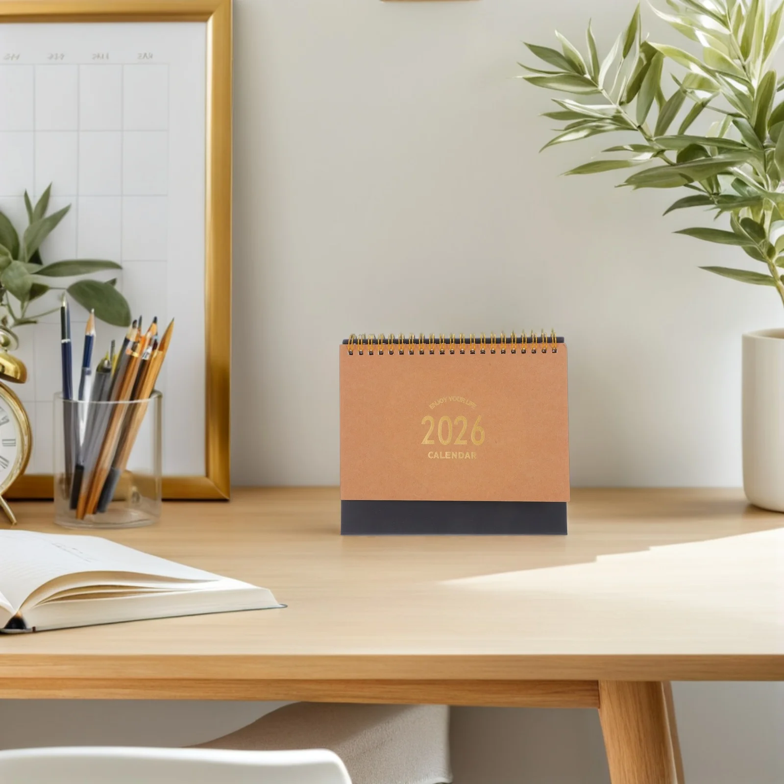 

Desk Calendar Desktop Planner Compact Small Standing White Office Home Wall Mount Travel Lightweight Yearly