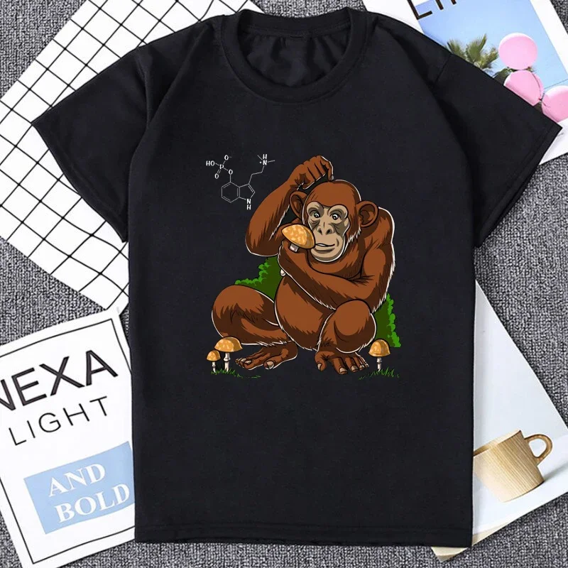 Hippie Shrooms Psychedelic Magic Mushrooms Mens Clothing Funny Orangutan Cartoon Graphic T Shirt Magic Mushroom Printed Tees