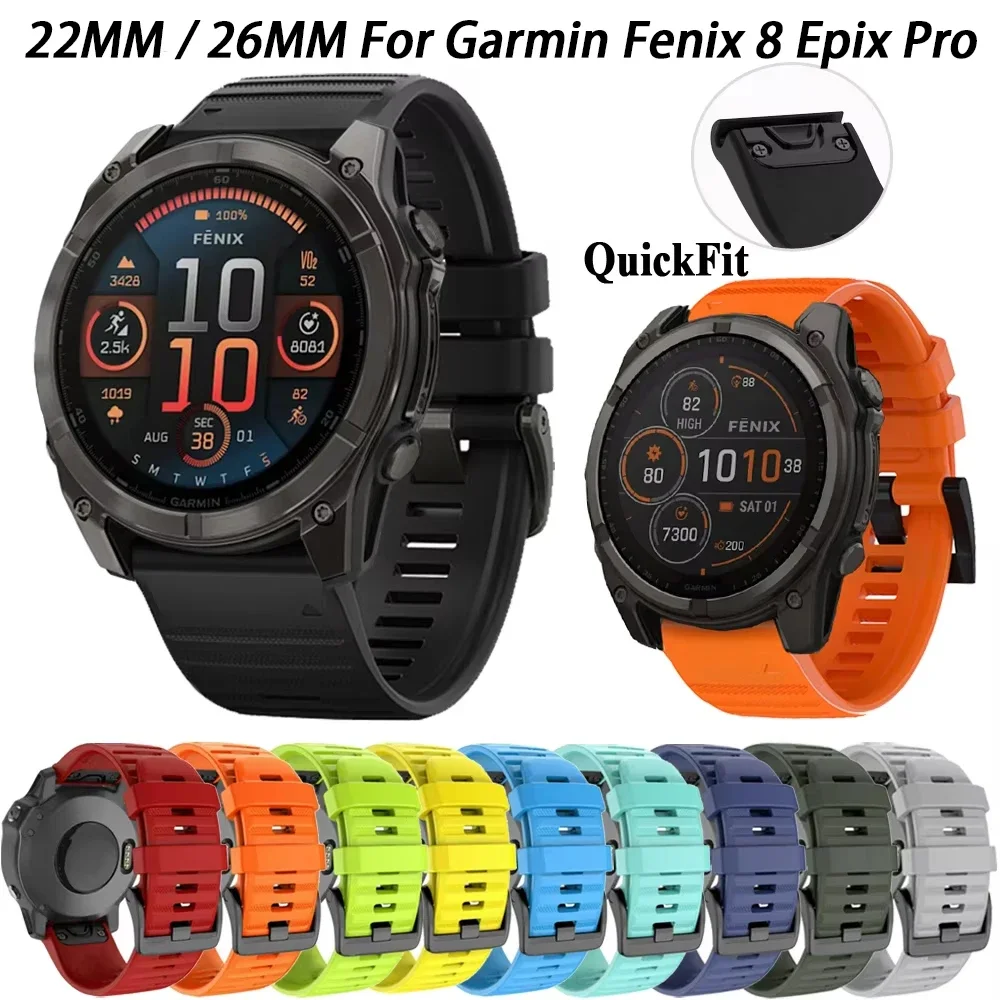 Quick Fit 22MM 26MM Silikonarmband für Garmin Fenix 8 7X 7 Pro Solar Tactix 8 7 7 Pro 7X Enduro 3 2 Epix Pro Venu 3 Uhrenarmband