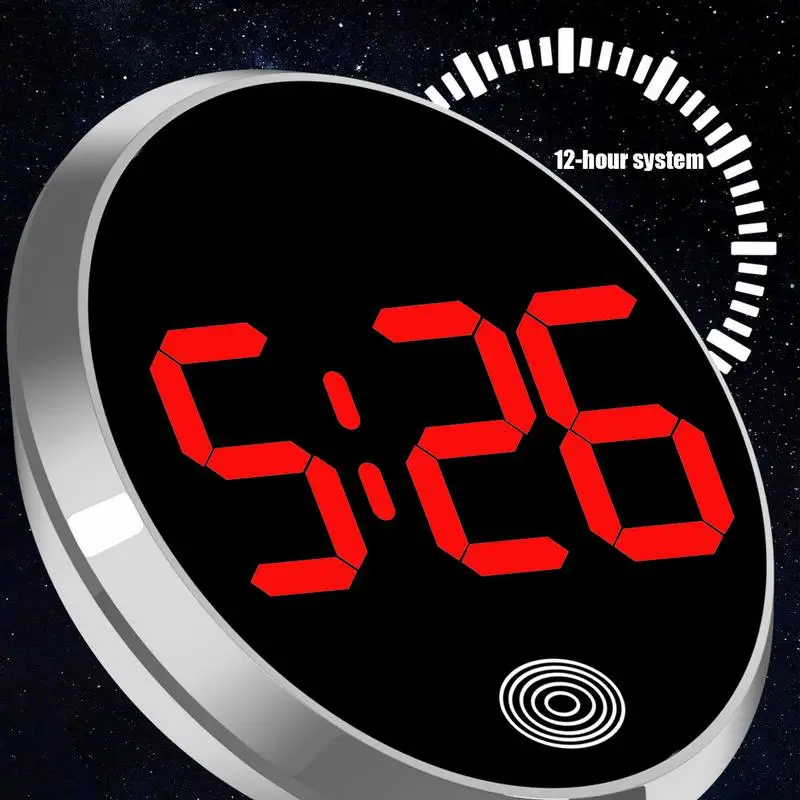 Mini Car Clock Round Shape Luminous Vehicle Dashboard Clock Round Alloy Touch Luminous Creative Digital Clock For Car Air Vent