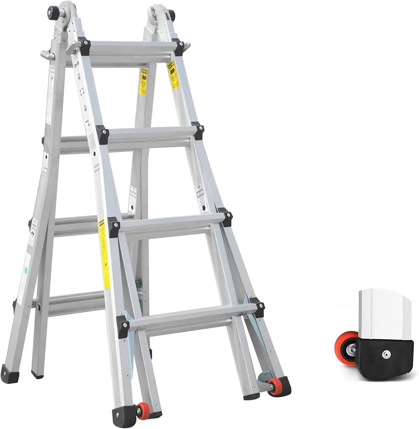 Telescopic Ladder, Collapsible Ladder Extension,Max Extension Reach 17 ft with Two