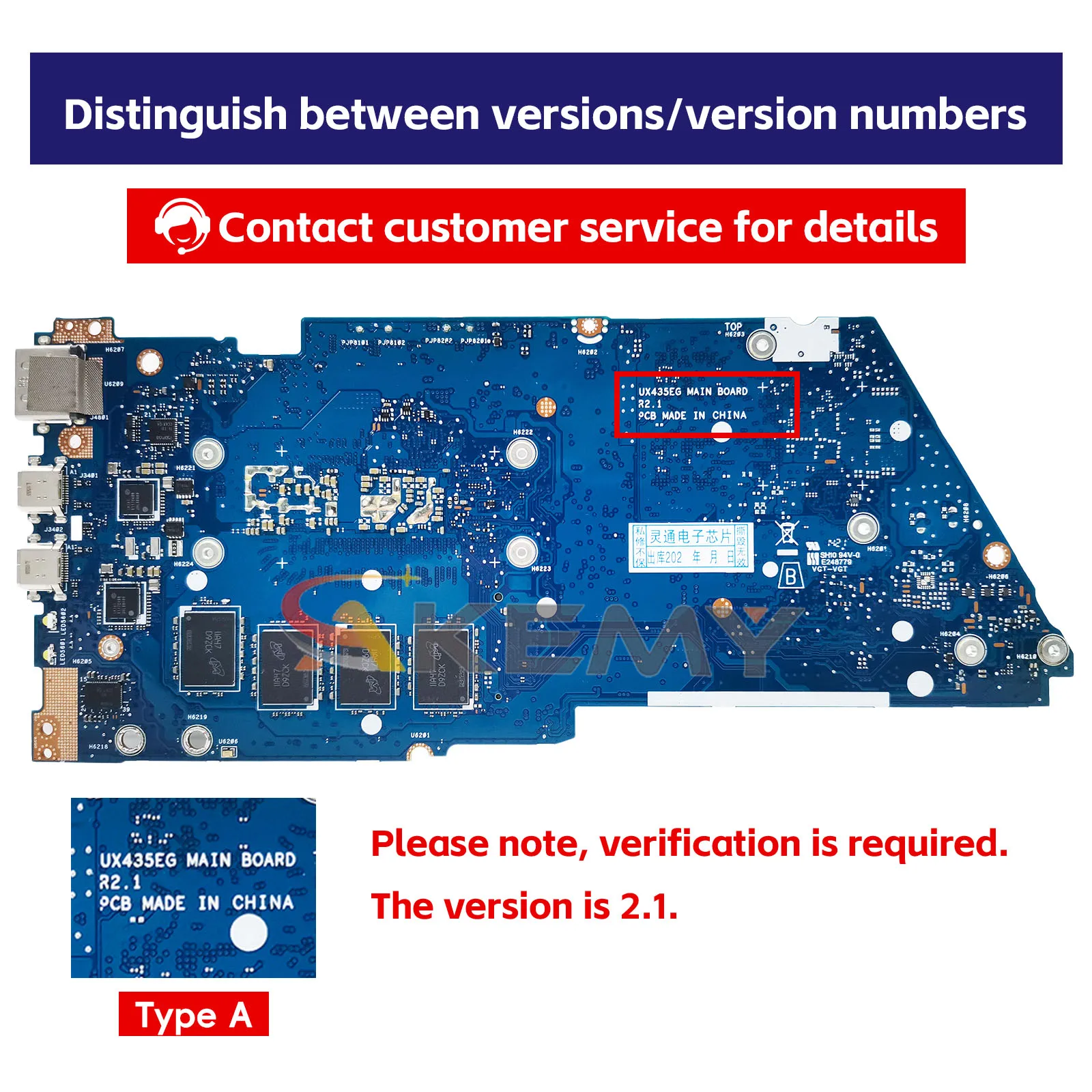 UX435EG Mainboard W/I5 I7 11th Gen 8GB/16GB-RAM For ASUS UX435E UX435EA BX435E RX435E UX435EAL UX435EGL Laptop Motherboard