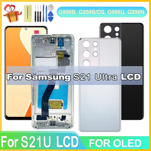100% New OLED Display For Samsung Galaxy S21 Ultra 5G LCD Touch Screen Digitizer Assembly For Samsung S21 Ultra S21U Display