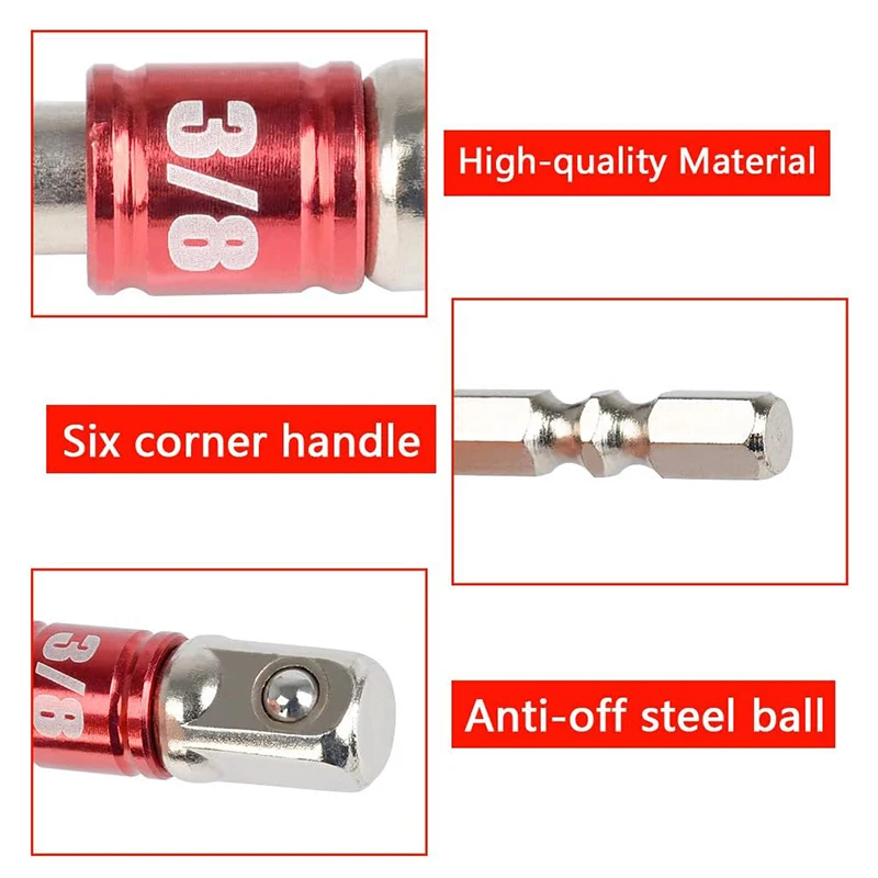 3PC Color Hexagon Screw Screwdriver Changeover Extension Square Head Socket Tool Set for Electric Screwdriver