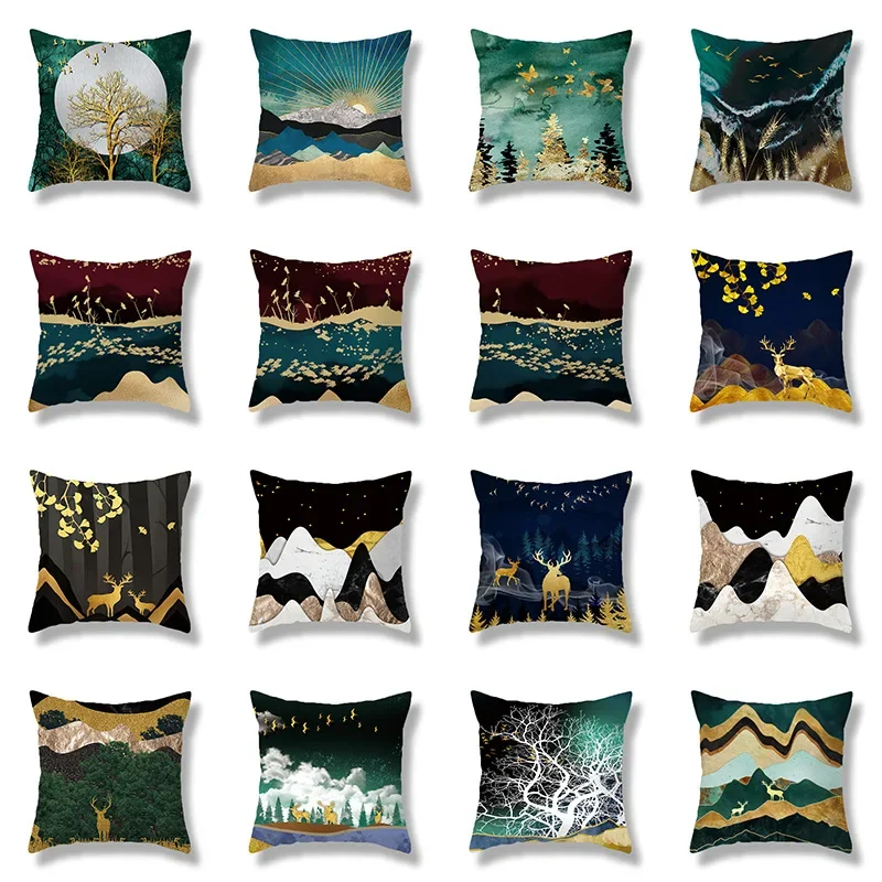 

Night Scenery Animals Plants Pattern Printed Soft Square Pillowslip Polyester Cushion Cover Pillowcase Living Room Home Decor