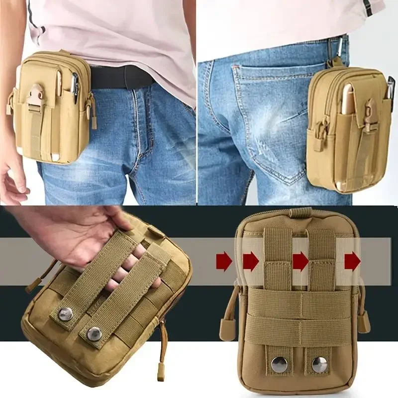 Imagem -06 - Bolsa de Cintura de Nylon Impermeável para Homens Cinto Coldre de Telefone Multifuncional Bolsa Pequena ao ar Livre Casual