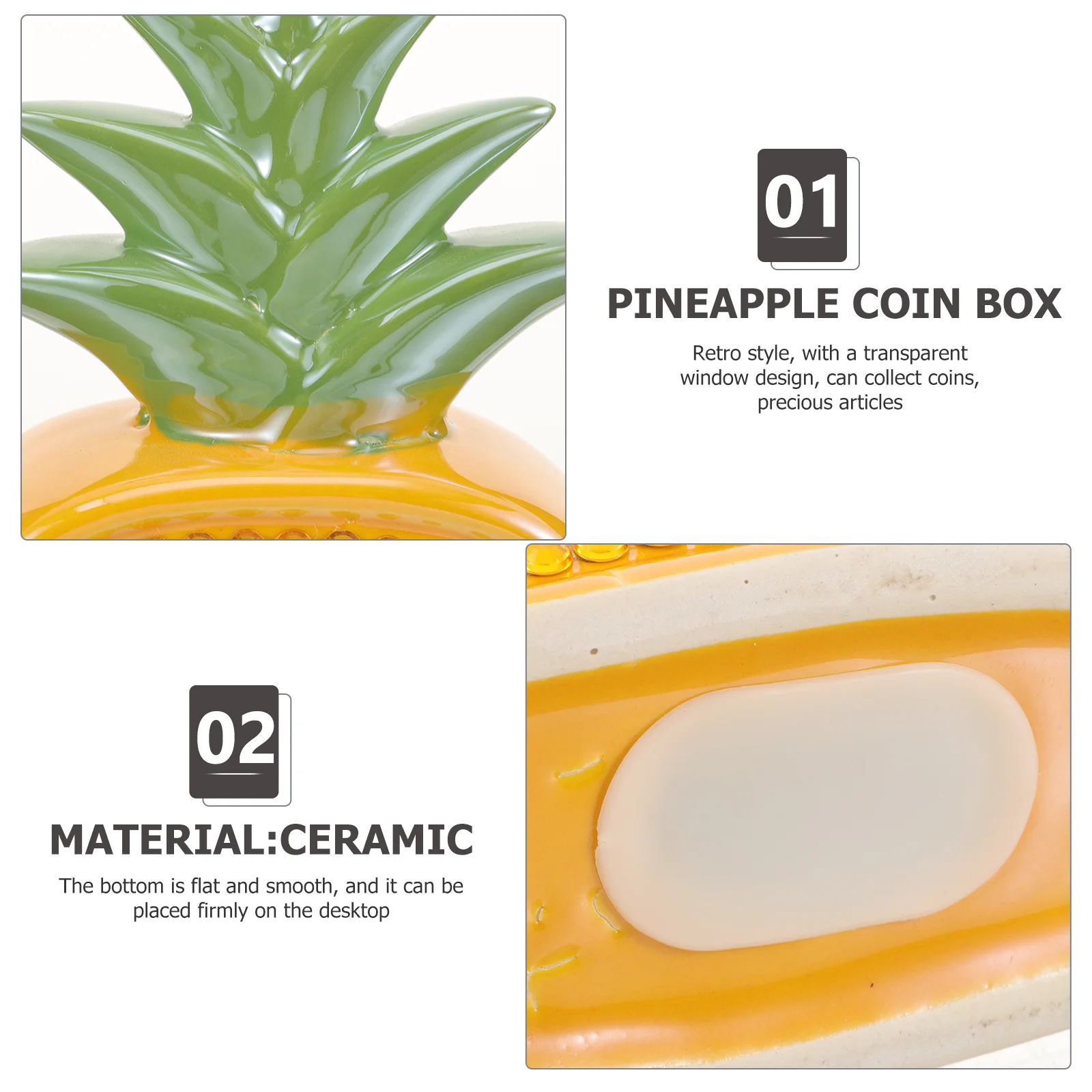 

Ceramic Pineapple Money Bank Desktop Ornament Decorative Coin Storage Pot Creative Piggy Bank Pineapple Coin Box