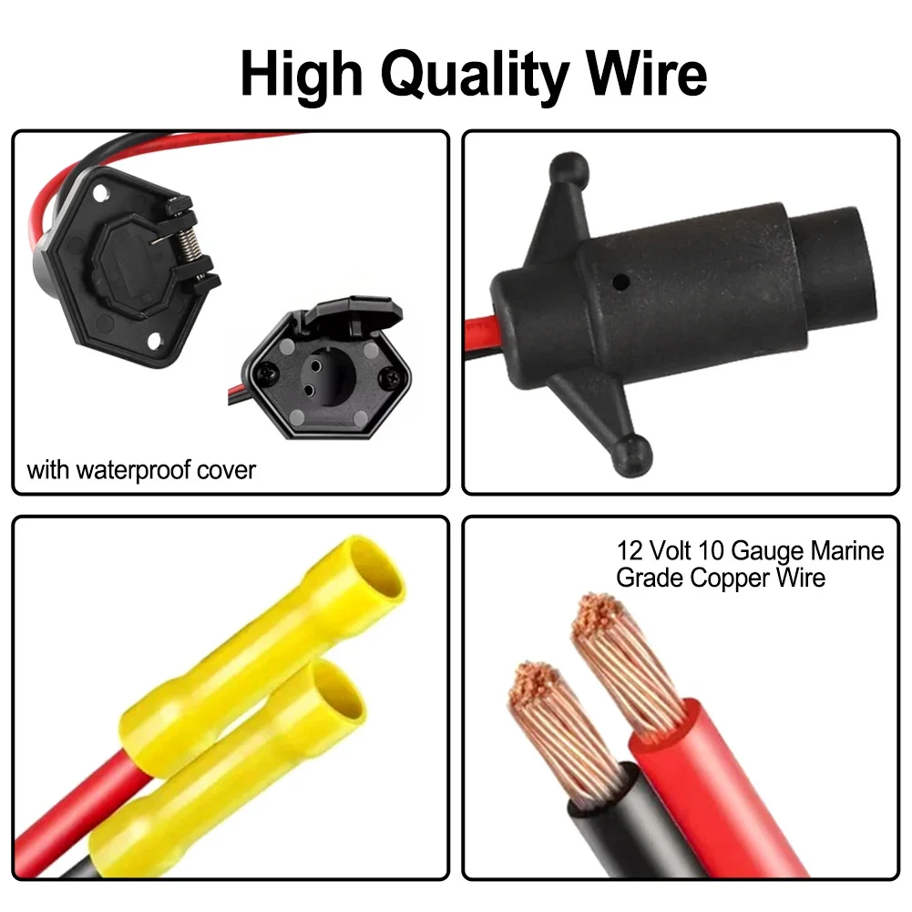 

12V 2-Wire Marine 14365-6 And 14366-6 Male And Female Trolling Motor Connectors 8AWG 12V 2 Wires Male Ship Side Pallet