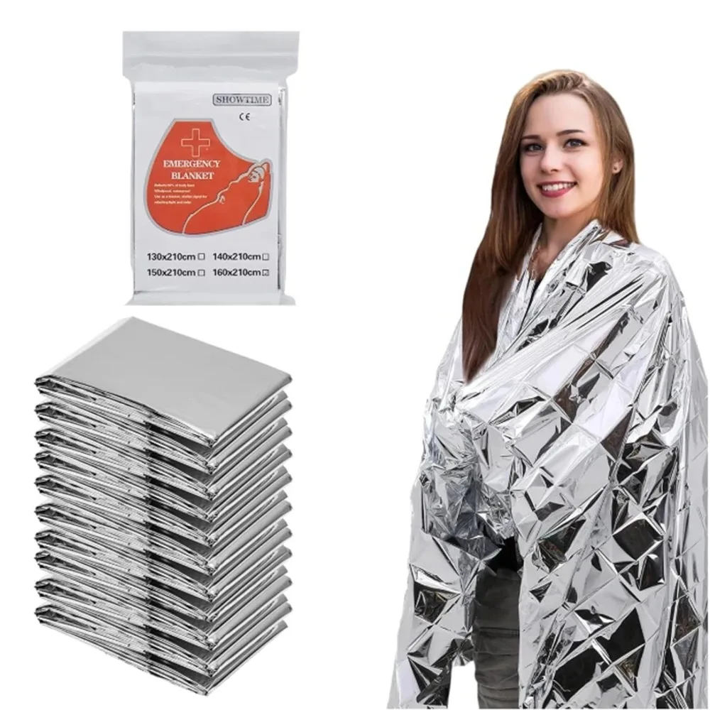 Emergency Foil Blanket Outdoor Survive First Aid Military Rescue Kit Windproof Waterproof Foil Thermal Blanket for Camping