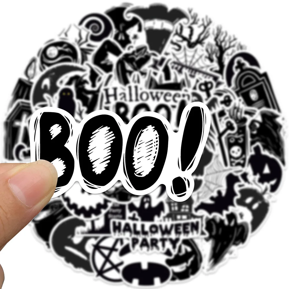 10/30/50pcs Halloween Horror Ghost Cartoon Stickers Cute Decal Kid Toy DIY Decoration Luggage Guitar Helmet Car Sticker Graffiti