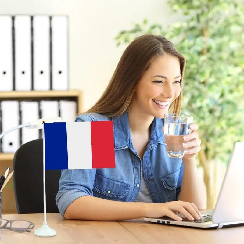 French Flag Hand Held 10Pcs Small France Flag Handheld 5.5 X 8.3inch Hand Held French Stick Flags For Parties Festivals