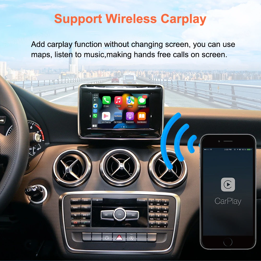 AUTOABC Wireless CarPlay Android Auto for Mercedes Benz A B C E Class GLA CLA GLK W204 W176 W246 X204 C117 NTG4.5 Becker Module