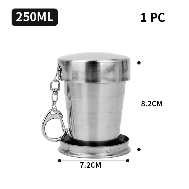 250ml Edelstahl versenkbare Tasse Outdoor-Reise Toiletten artikel Tasse tragbare kreative Kompression becher Mini handliche Tasse Falt becher