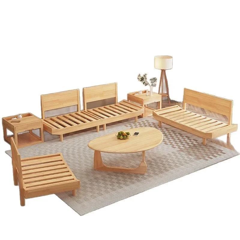 

Облако, диван, журнальный столик, комбинация, современный, простой, японский, бревенчатый стиль, гостиная