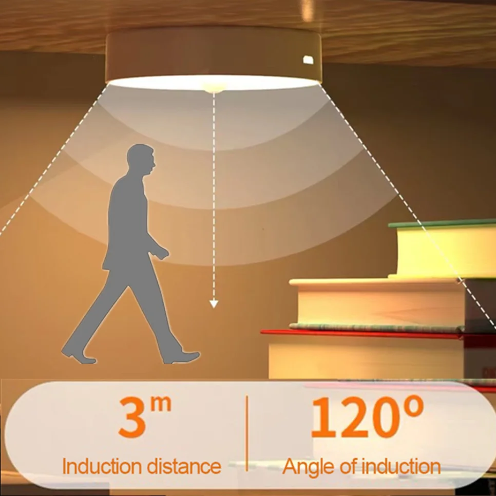 Nachtlampje Bewegingssensor Licht Usb Led Lamp Met Schakelaar Oplaadbare Inductor Verlichting Voor Keuken Trap Gang Kast Slaapkamer