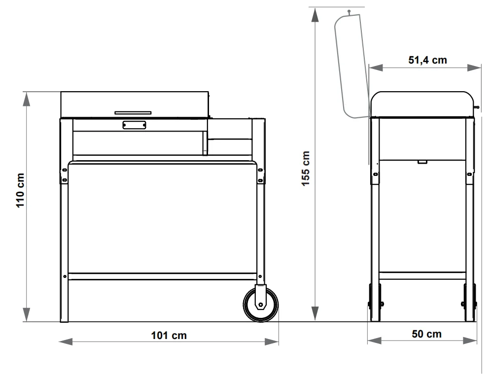 Simple Santa Maria Steel BBQ Grill Pan with Wheels and Remote Control
