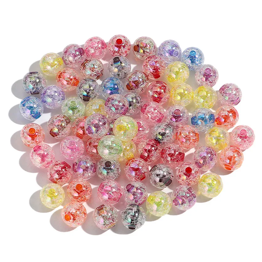 30pcs/lot AB Colorful Acrylic 16mm Crack Round Loose Spacer Beads for DIY Bracelet Necklace keychain Jewelry Craft Accessories