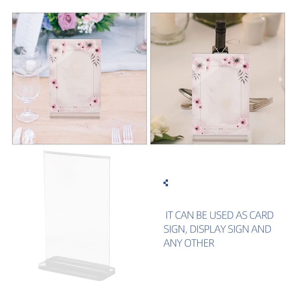 

5pcs Acrylic Display Rack Billboard Sign Holder Stand for Poster Menu Label Project Clear Use in Cafes Weddings Events
