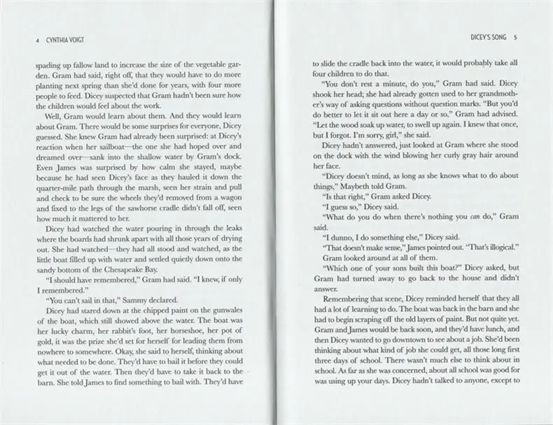 The Tillerman Cycle 2 Dicey's Song Cynthia Voigt, Children's aged 9 10 11 12 English books, Bildungsroman novels 9781442428799